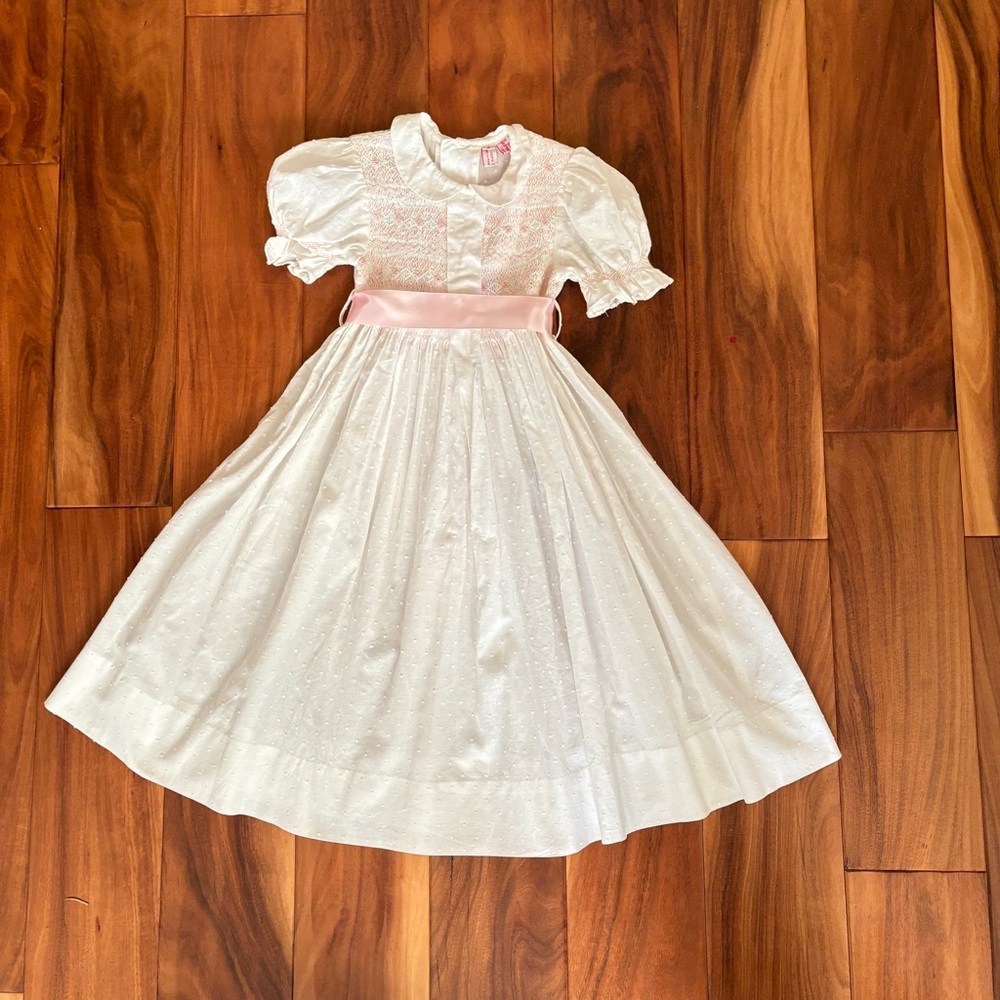 Orient Expressed Inc. smocked swiss dot dress, size 4.